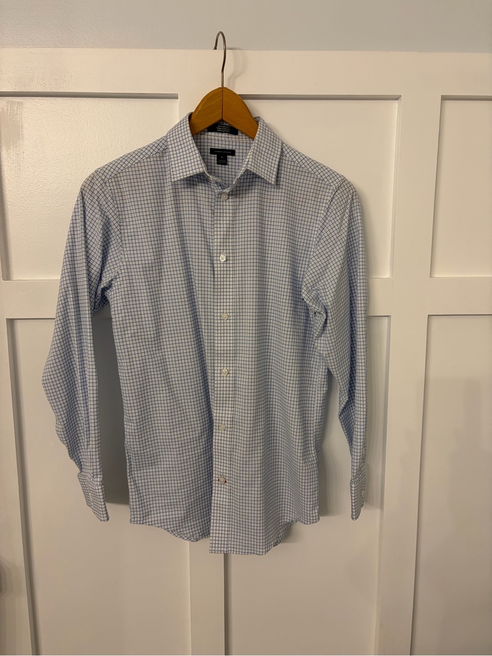 Tommy Hilfiger White Dress Shirt with Blue Grid